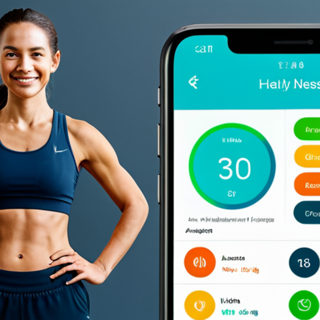 Digital Health & Wellness App Interface**
"A brightly lit, modern smartphone interface displaying a health and wellness app, fully clothed person using app, showing fitness tracking, diet logging, and stress management features, clean UI design, appropriate content, safe for work, professional design, perfect anatomy, correct proportions, user-friendly interface, high resolution, modest color palette."
**