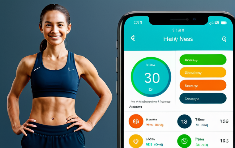 Digital Health & Wellness App Interface**
"A brightly lit, modern smartphone interface displaying a health and wellness app, fully clothed person using app, showing fitness tracking, diet logging, and stress management features, clean UI design, appropriate content, safe for work, professional design, perfect anatomy, correct proportions, user-friendly interface, high resolution, modest color palette."
**